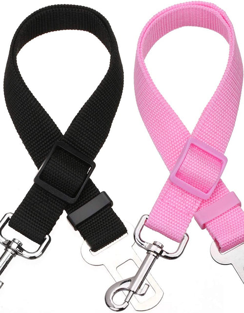 Load image into Gallery viewer, 2 Packs Adjustable Length Pet Dog Cat Car Seat Belt Pet Seat Belt Pet Accessories for Dogs Cats and Pets (Black Pink)
