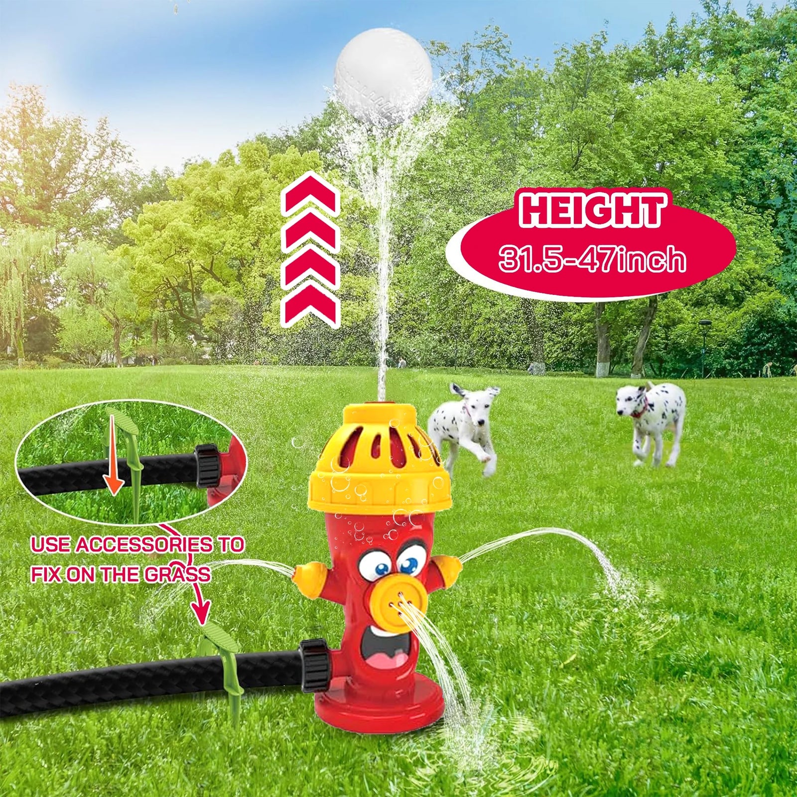 Water Spray Sprinkler Toys with Baseball Play Set, Outdoor Summer Kids Toys Attaches to Garden Hose Backyard Splashing Toys for Boys Girls 3+