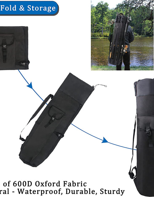 Load image into Gallery viewer, Fishing Rod Case Fishing Pole Bag Fishing Gear Equipment Fishing Bag Holds 5 Rod Fishing Reel Organizer Fishing Backpack Travel Carry Case Large Capacity Waterproof Fishing Accessories Gift for Men
