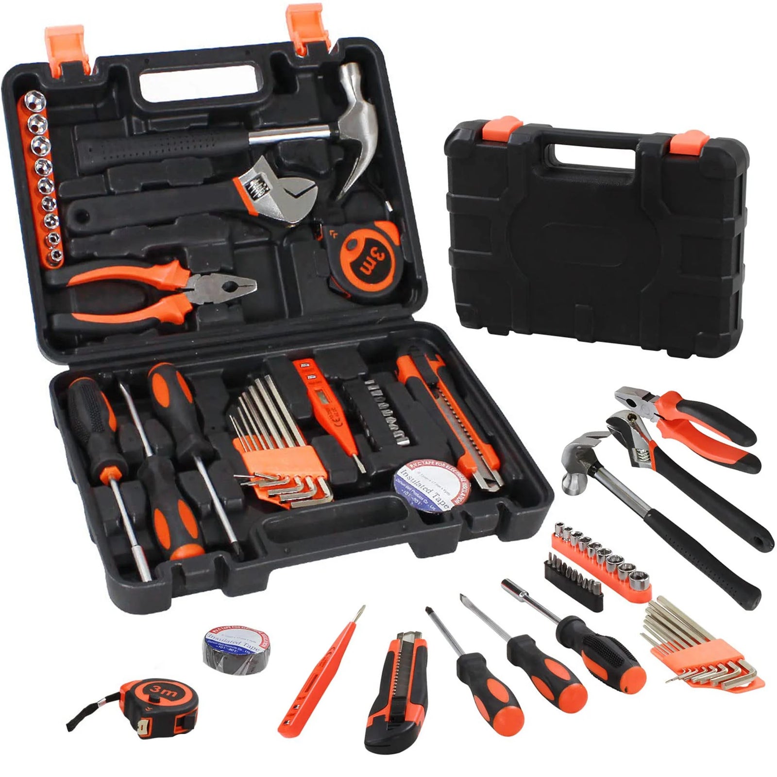 38-Piece General Household Tool Kit, Hand Tool Set with Plastic Toolbox Storage Case, for DIY and Home Repair