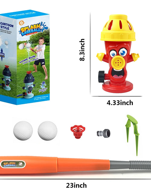 Load image into Gallery viewer, Water Spray Sprinkler Toys with Baseball Play Set, Outdoor Summer Kids Toys Attaches to Garden Hose Backyard Splashing Toys for Boys Girls 3+
