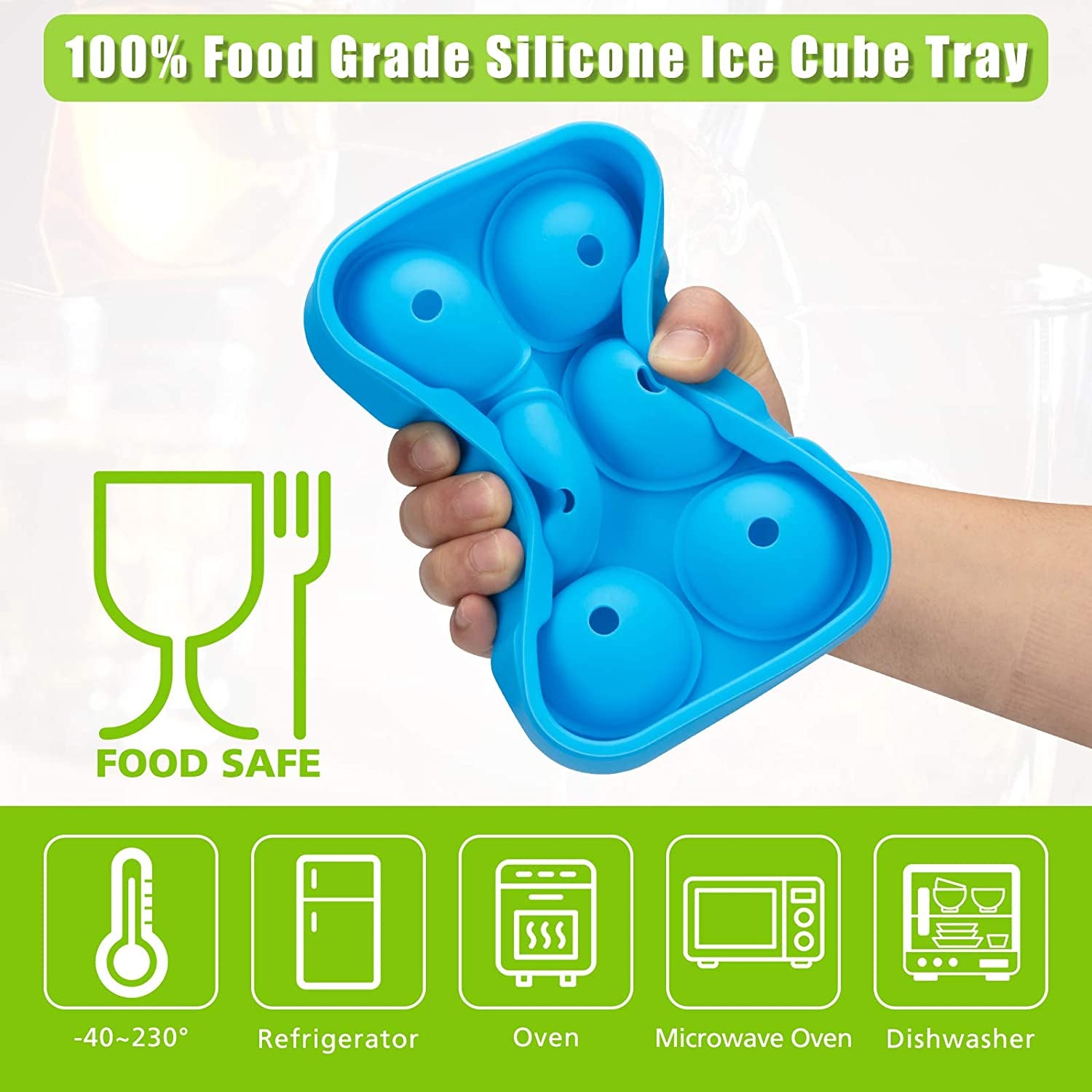 Ice Cube Tray,  Ice Trays for Freezer with Lid, 3 Pack Silicone Large round Ice Cube Tray, Sphere Square Honeycomb Ice Trays for Whiskey with Covers&Funnel,Reusable Ice Cube Trays Bpa-Free Blue