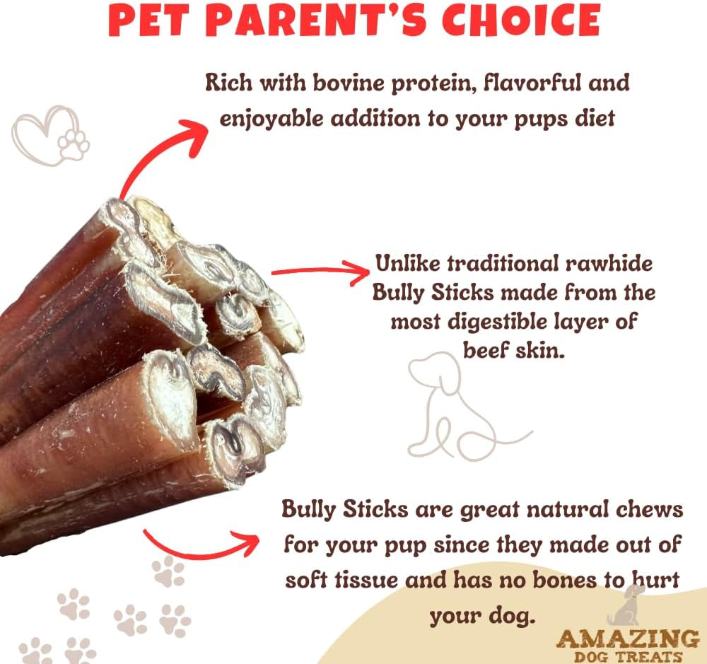 Bully Sticks 6 & 7 Inch Regular Size - Premium Bully Stick Dog Chews - Long Lasting Bully Sticks for Dogs - Best Bully Stick Dog Bone - No Hide Dog Chews