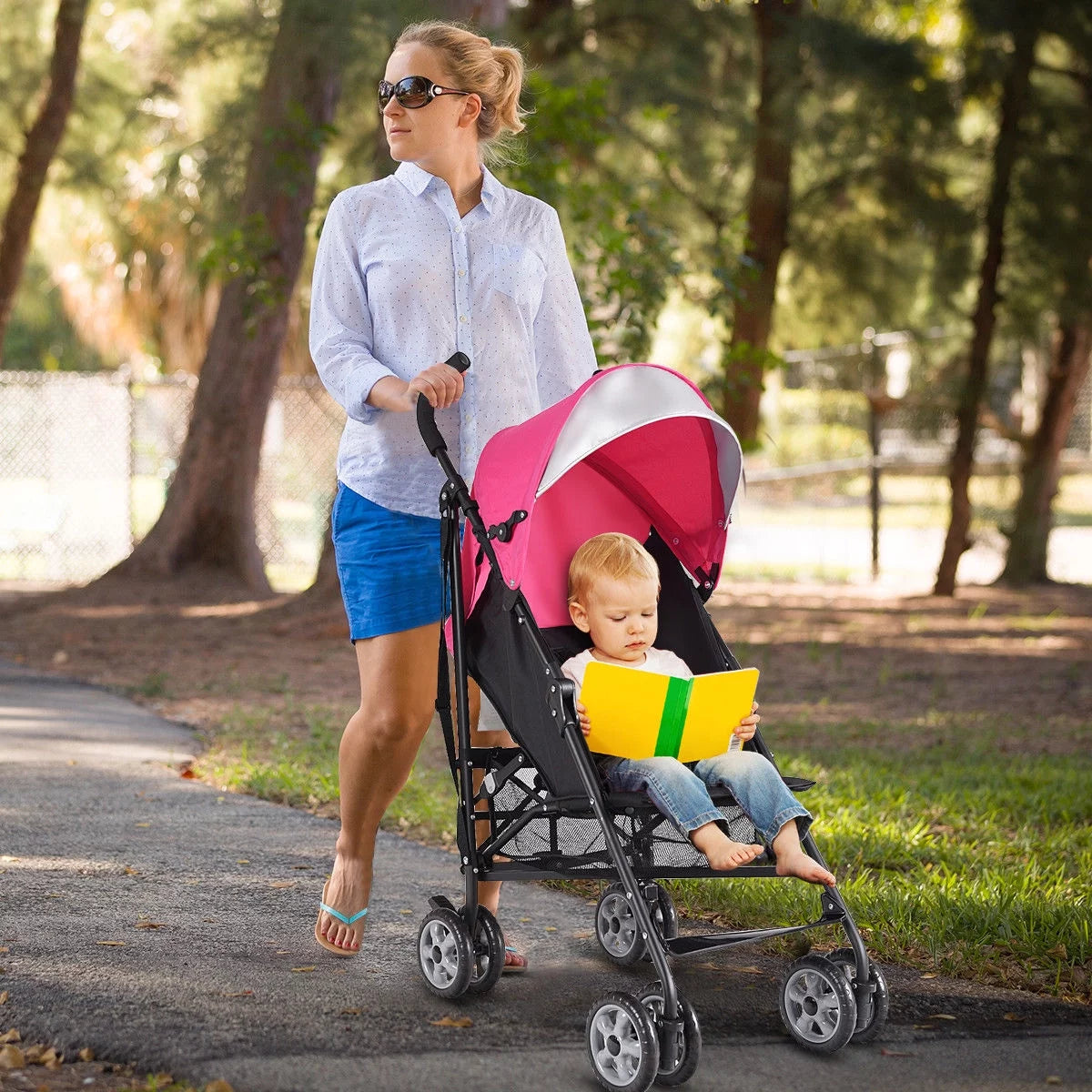 Folding Lightweight Baby Toddler Umbrella Travel Stroller W/ Storage Basket