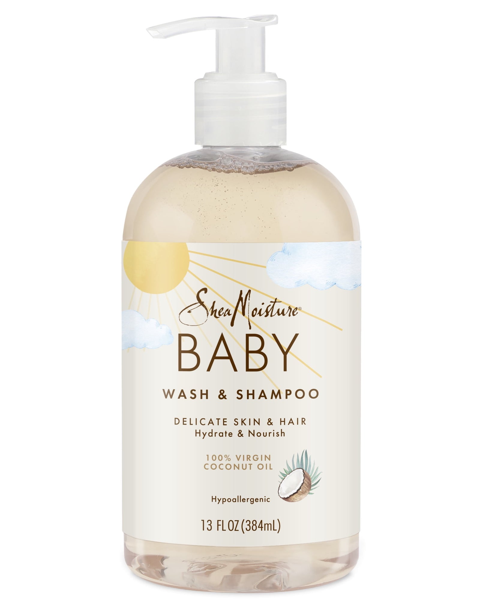 Newborn Baby Wash & Shampoo 100% Virgin Coconut Oil All Skin, 13 Fl Oz