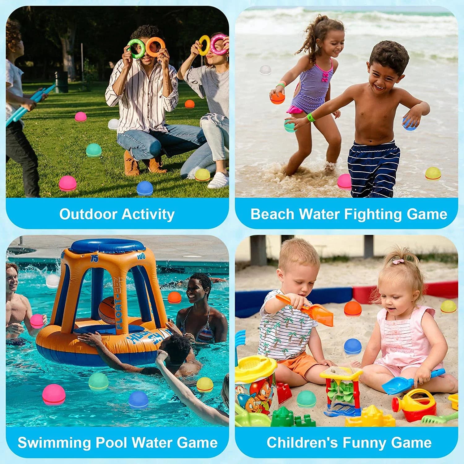 Reusable Water Balloons, Summer Water Toys, Outdoor Toys, Pool Toys, Self-Sealing Water Bomb for Kids Adults, Silicone Water Ball Easy Quick Fill, Fun Splash Water Bomb Party Supplies6 Pcs