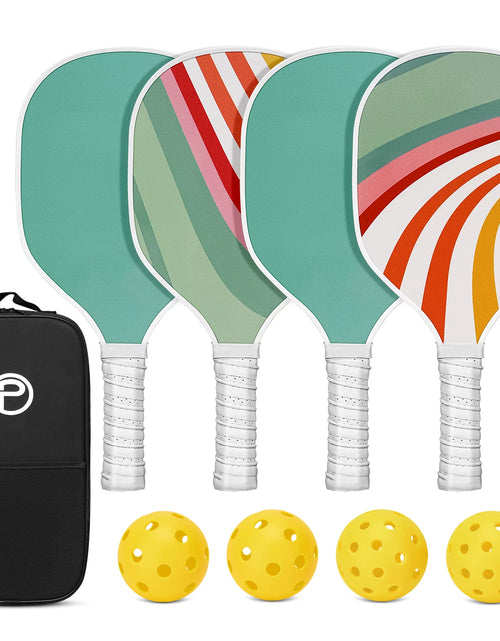 Load image into Gallery viewer, Pickleball Paddles Set of 4 - USAPA Approved, 4 Indoor Outdoor Pickleball Balls, Paddle Racket with Cover Bag, Ideal Training Equipment Gift for Men &amp; Women
