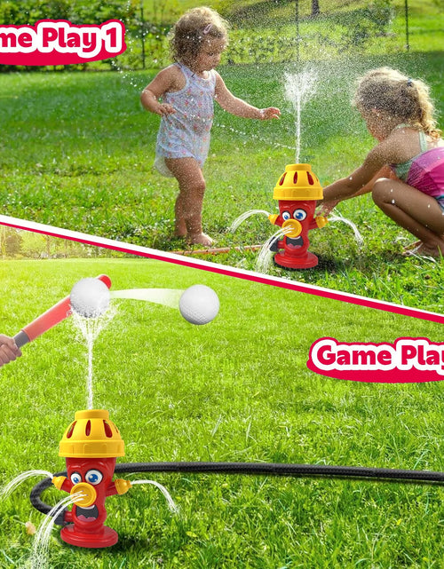 Load image into Gallery viewer, Water Spray Sprinkler Toys with Baseball Play Set, Outdoor Summer Kids Toys Attaches to Garden Hose Backyard Splashing Toys for Boys Girls 3+
