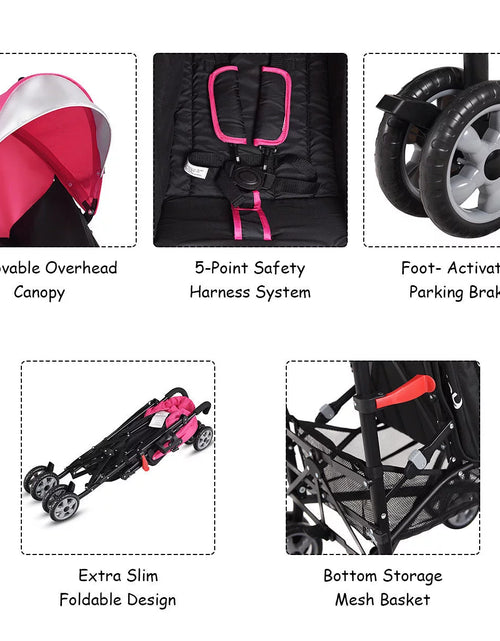 Load image into Gallery viewer, Folding Lightweight Baby Toddler Umbrella Travel Stroller W/ Storage Basket
