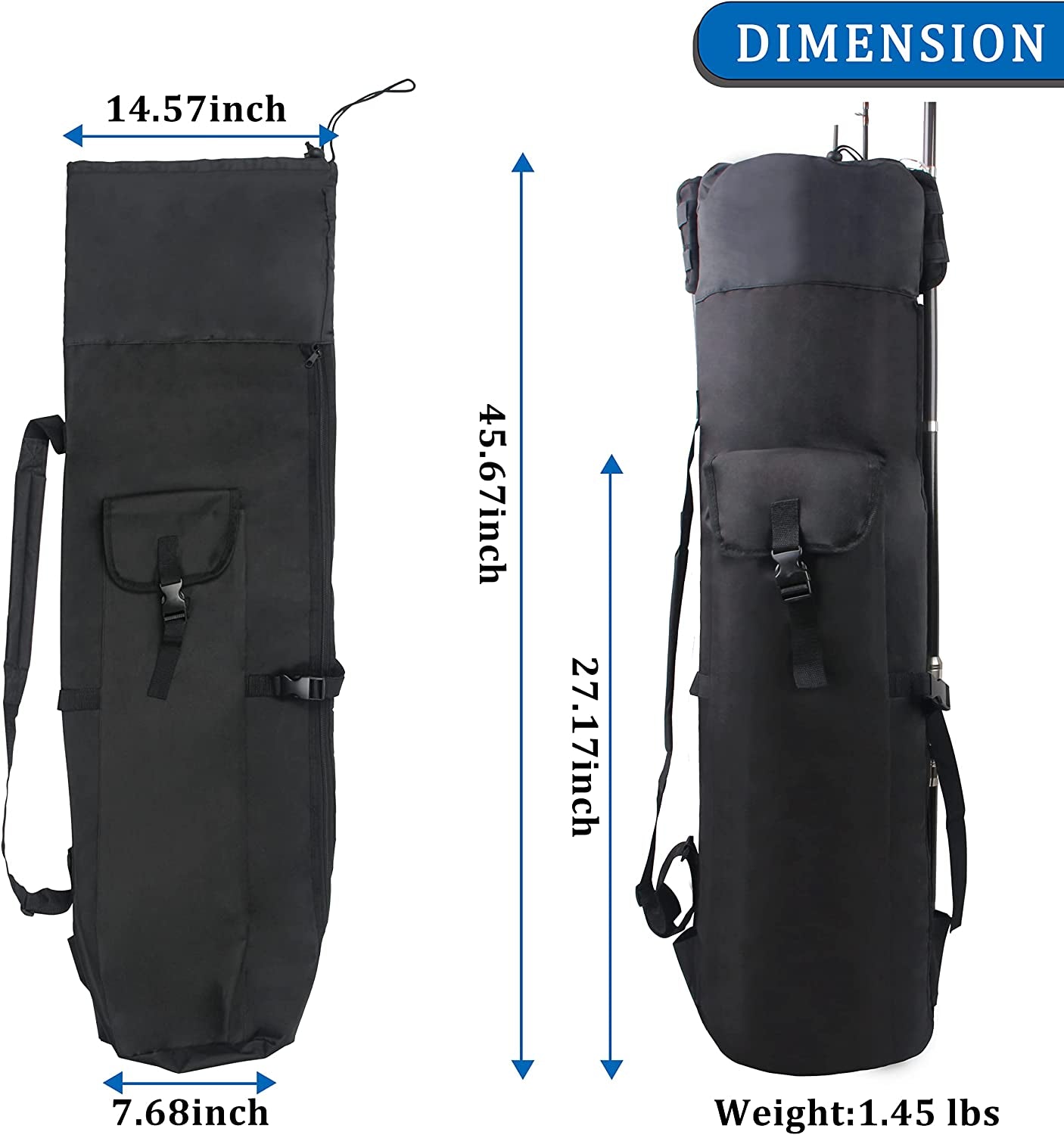 Fishing Rod Case Fishing Pole Bag Fishing Gear Equipment Fishing Bag Holds 5 Rod Fishing Reel Organizer Fishing Backpack Travel Carry Case Large Capacity Waterproof Fishing Accessories Gift for Men