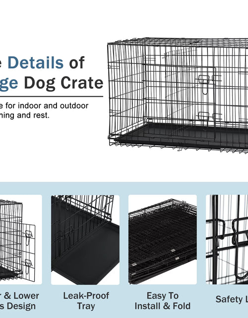 Load image into Gallery viewer, 42 Inch Dog Crate, Dog Crates and Kennels Foldable Large Dog Crate for Large Dogs with Handle Double-Door Outdoor Metal Wire Dog Cage with Plastic Tray for Medium Dogs, Black
